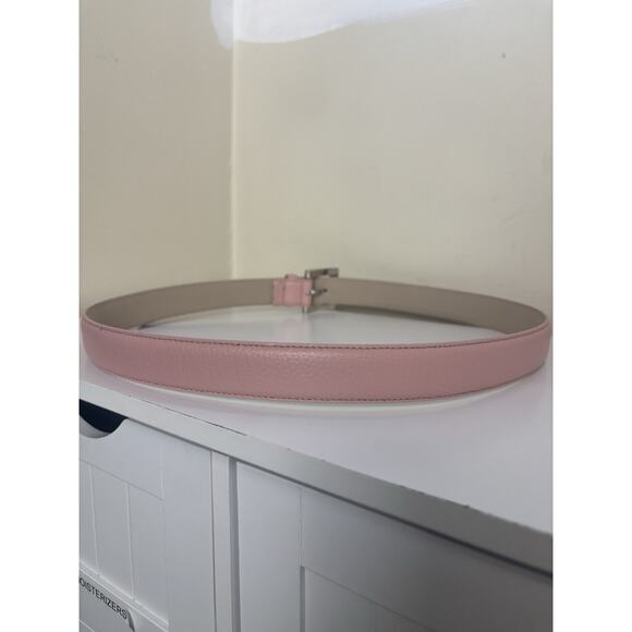 Pink Italian Leather Belt Abro Size 40/100cm Silver Buckle Made in Italy - Picture 2 of 8